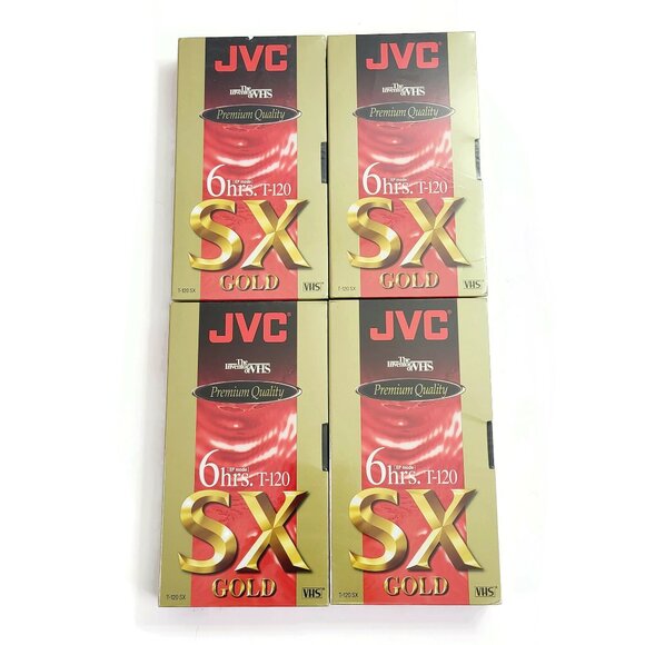 [NEW] Lot of 4 JVC T-120 SX Gold 120 Blank High Performance VHS Tapes 6 Hour Hr - Picture 1 of 9